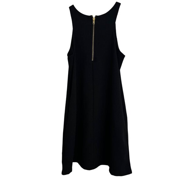 Brigitte Bailey Black Sleeveless A-Line Dress Gold Back Zipper Preppy Old Money - Picture 3 of 8